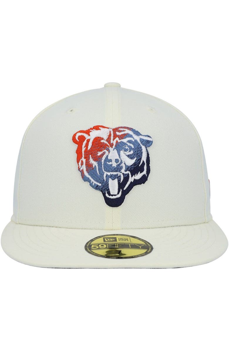 New Era Men's New Era Cream Chicago Bears Chrome Color Dim 59FIFTY Fitted Hat, Alternate, color,