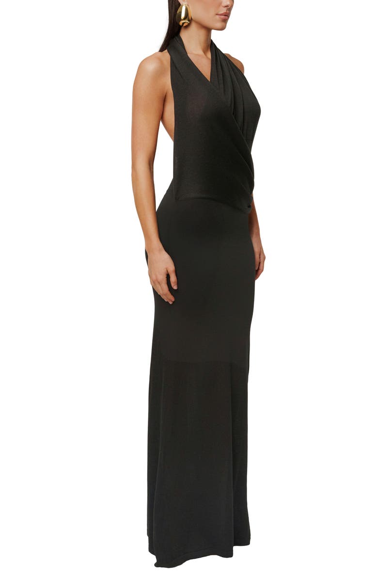 JLUXLABEL Miranda Draped Asymmetric Halter Neck Dress, Alternate, color, Black