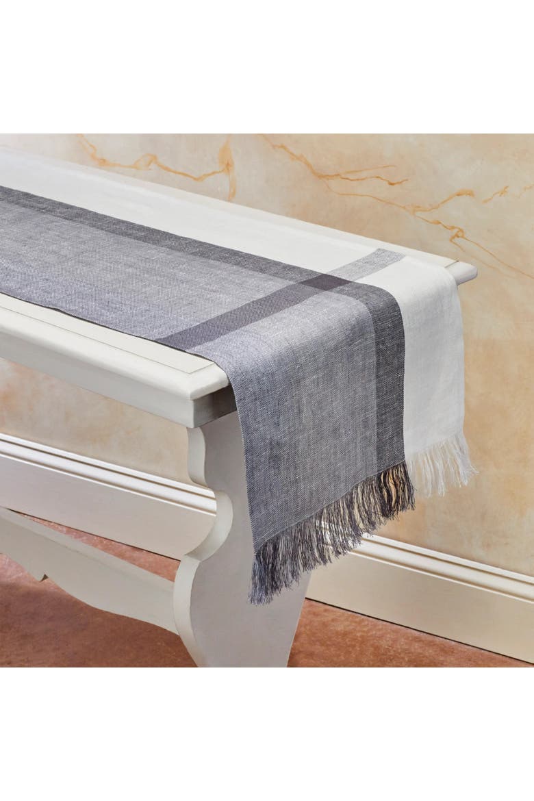 Hinterland Handwoven Linen Table Runner, Main, color, Blue Corn - 14" x 90"