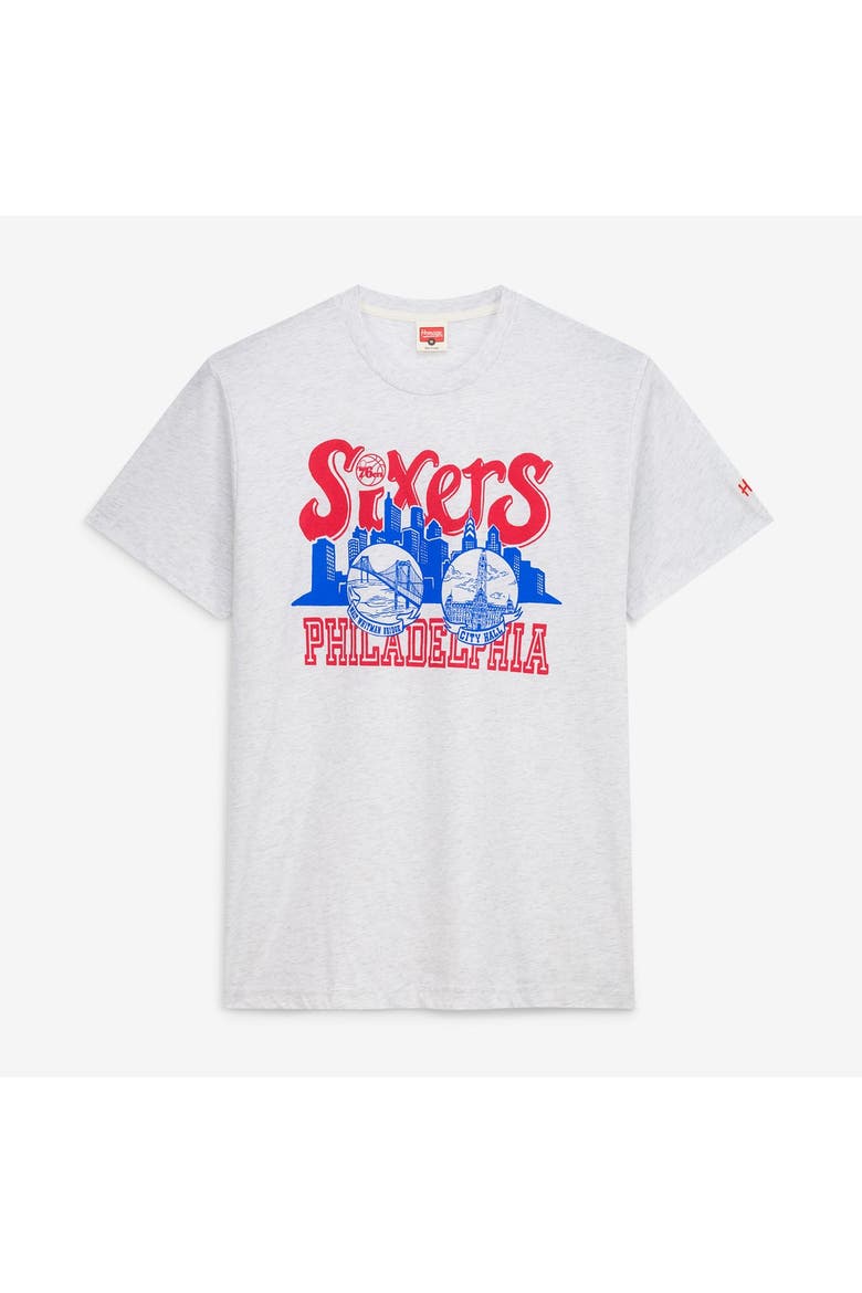 Unisex Homage  Ash Philadelphia 76ers Skyline T-Shirt, Main, color, Ash