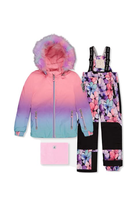 Play Gradient Jacket & Floral Pants Two Piece Snowsuit