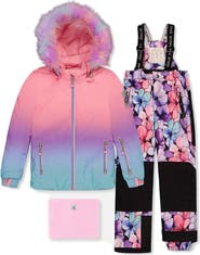 Deux par Deux Play Gradient Jacket & Floral Pants Two Piece Snowsuit