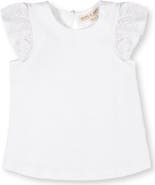 Hope & Henry Kids' Organic Knit Top with Eyelet Flutter Sleeves