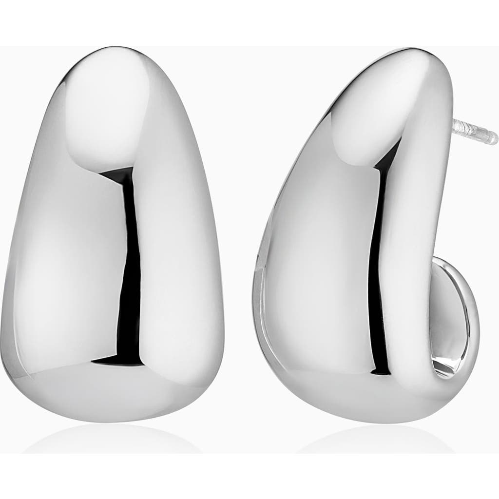 Oradina Sterling Silver Contour Drop Earrings In Silver