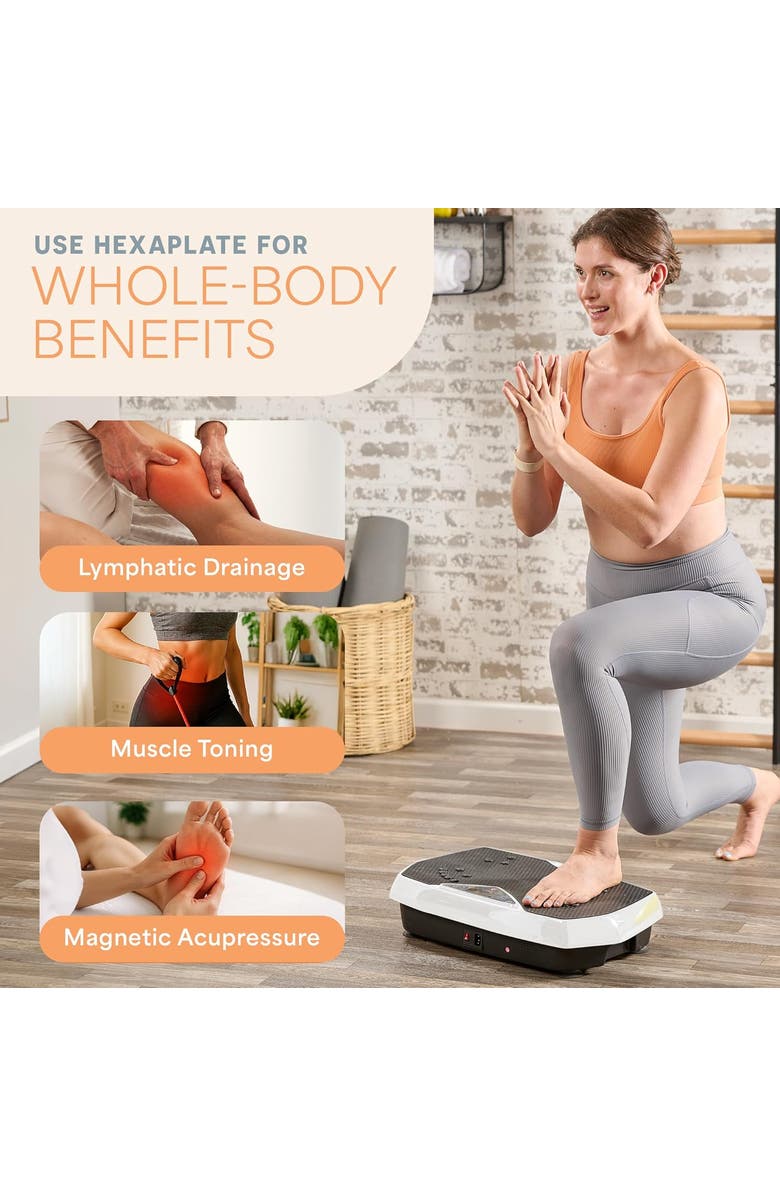 Lifepro Vibration Plate Exercise Machine Magnetic Acupoints Platform for Muscle Toning and Recovery, Alternate, color, White