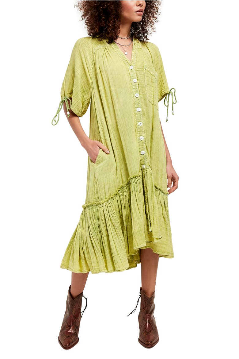 Maya Midi Shirtdress, Main, color, GREEN SEAM WASH