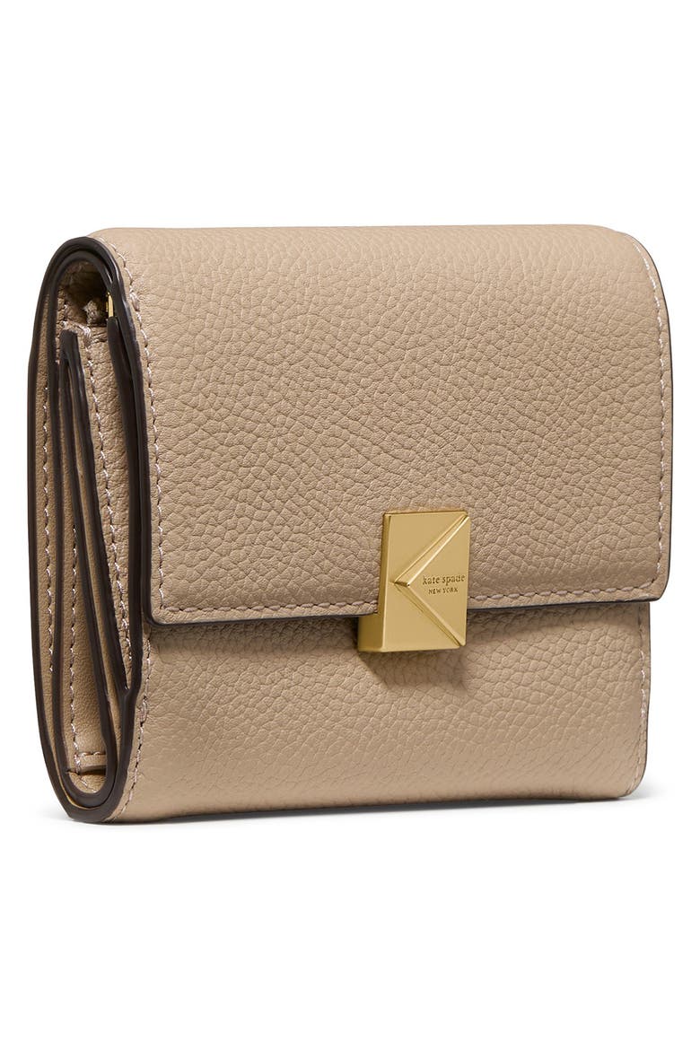 deco small pebbled leather flat wallet, Alternate, color, TIMELESS TAUPE