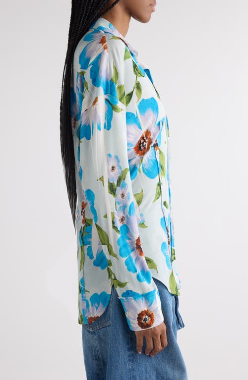 Acne Studios Suri Floral Print Button-up Shirt In Multi Blue