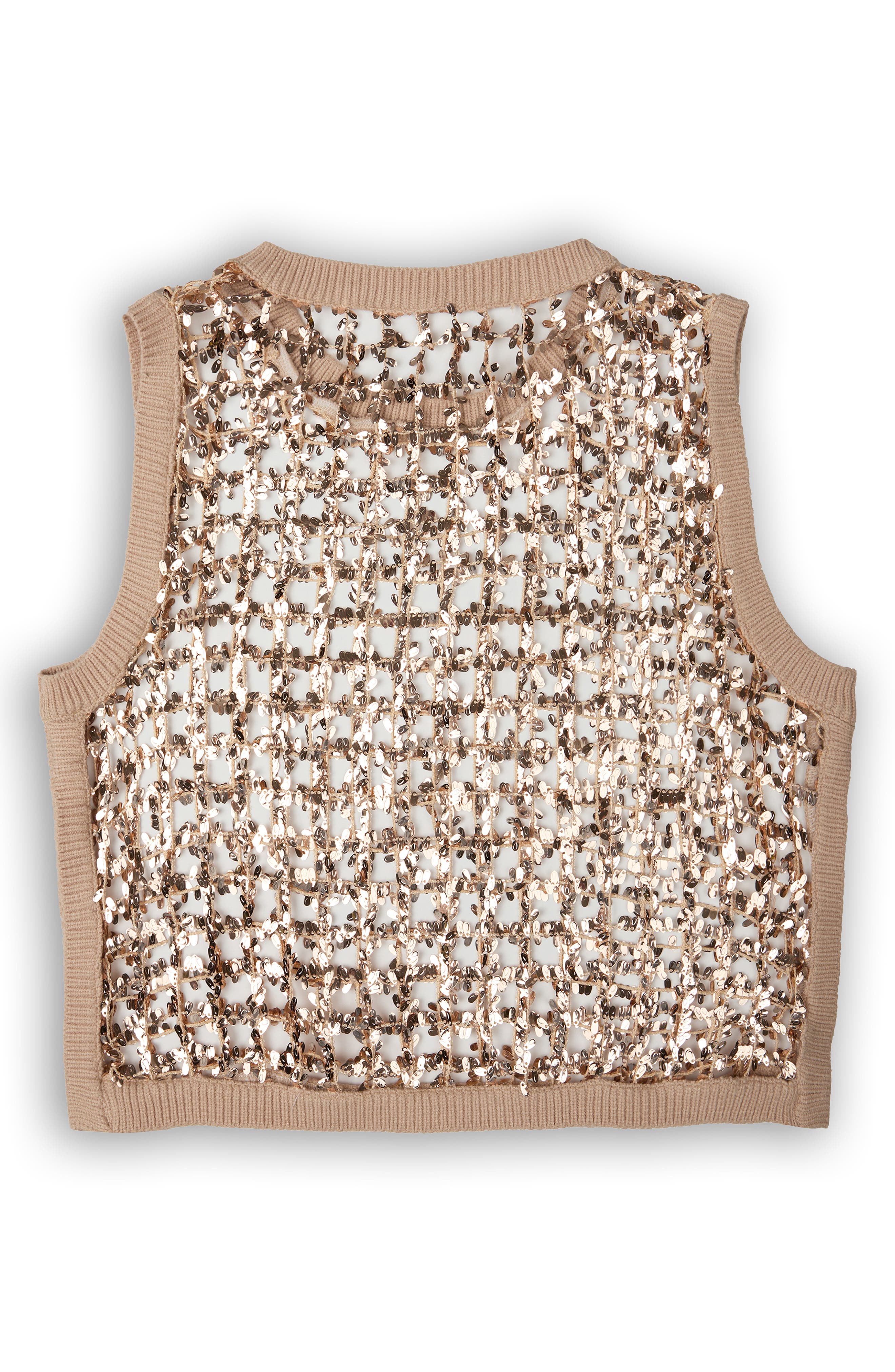 Embellished Cropped Openwork Sweater Vest - image 4