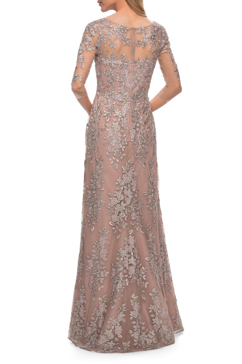 Floral Column Gown, Alternate, color, CHAMPAGNE