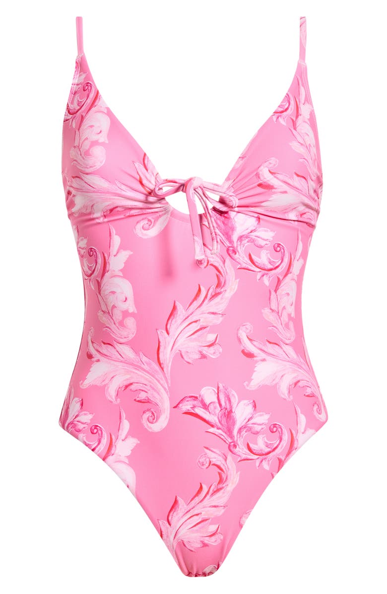 Milly Canopee Ruched Loop One-Piece Swimsuit, Main, color,