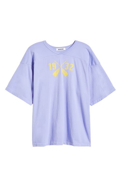Daydreamer 1932 Rowing V-neck Cotton Graphic T-shirt In Purple