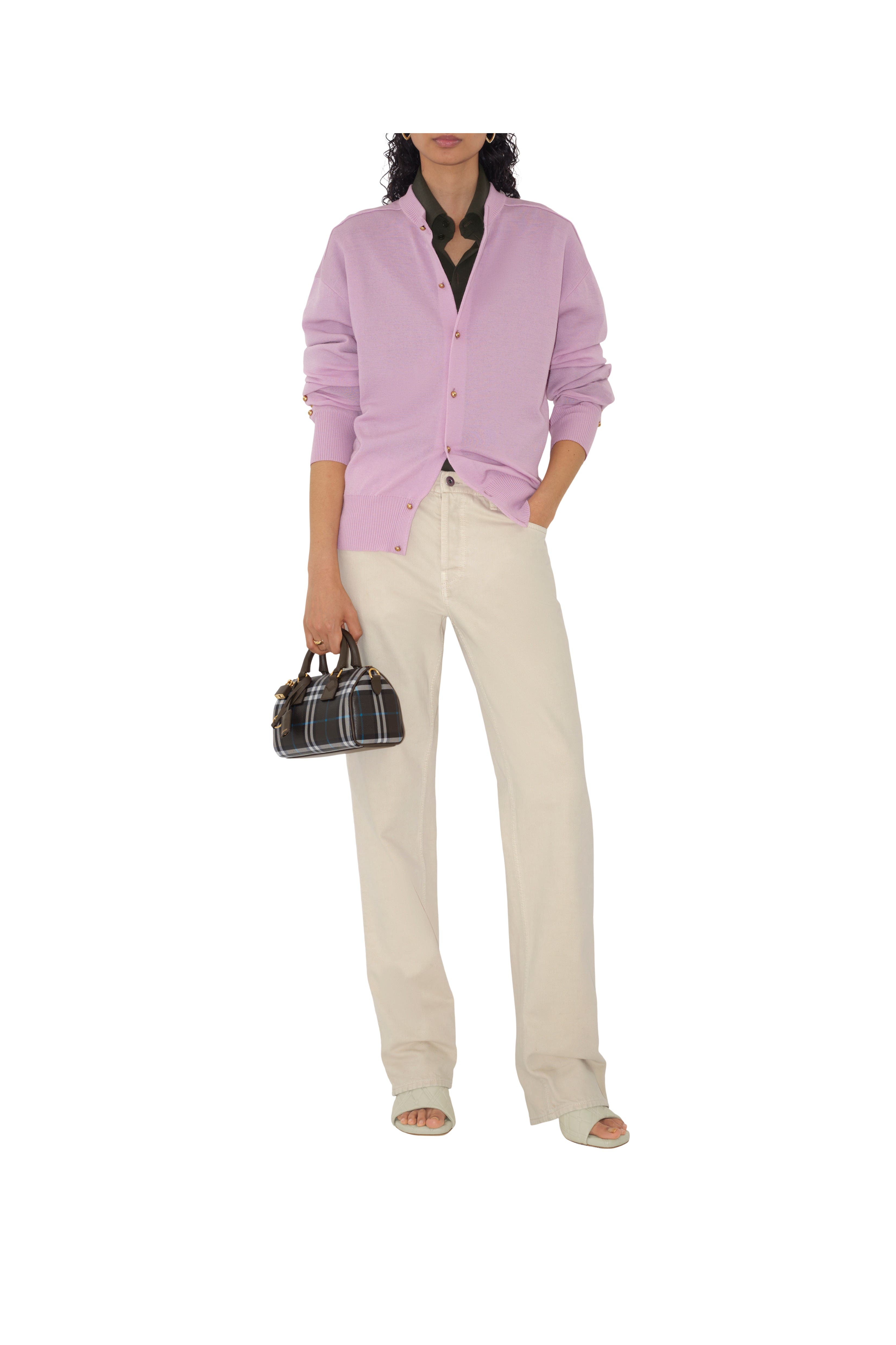 Burberry Mini Check Bowling Bag, Alternate, color, 