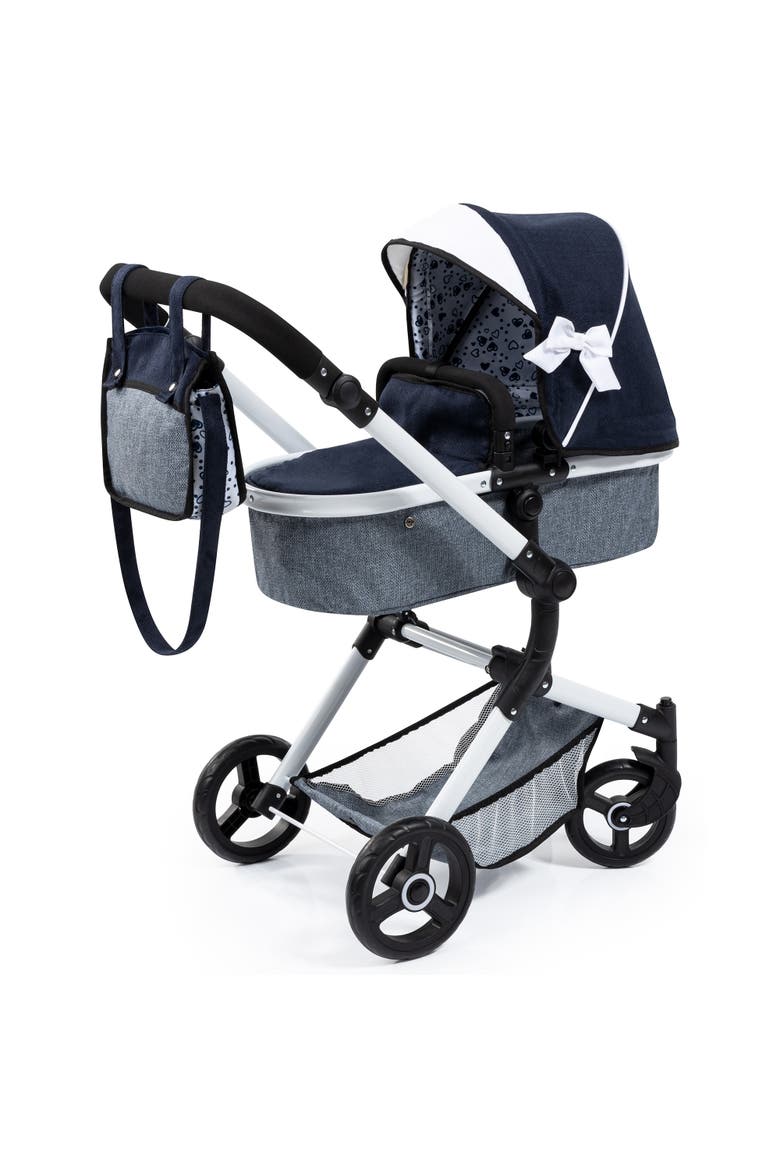 Pram Neo Vario Blue, Grey, White Fits Dolls Up to 20.5 Inch, Main, color, Blue