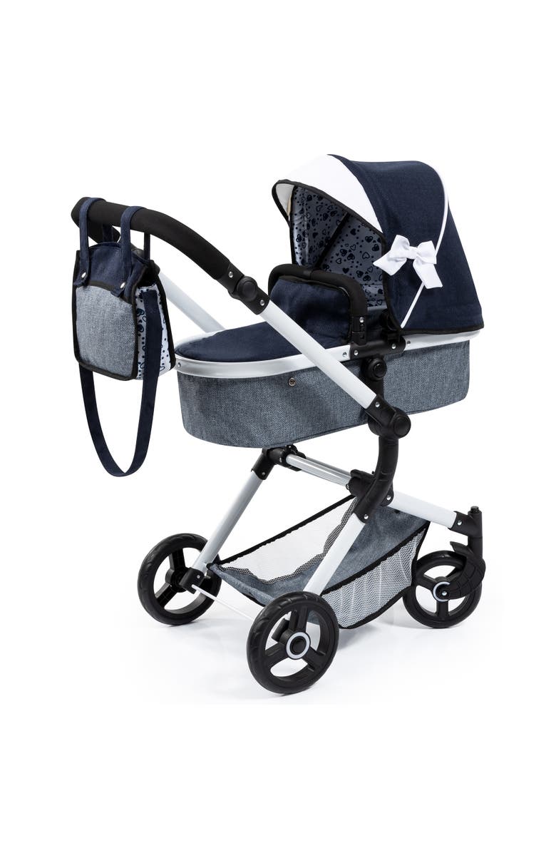 Bayer Design Pram Neo Vario Blue, Grey, White Fits Dolls Up to 20.5 Inch, Main, color, Blue