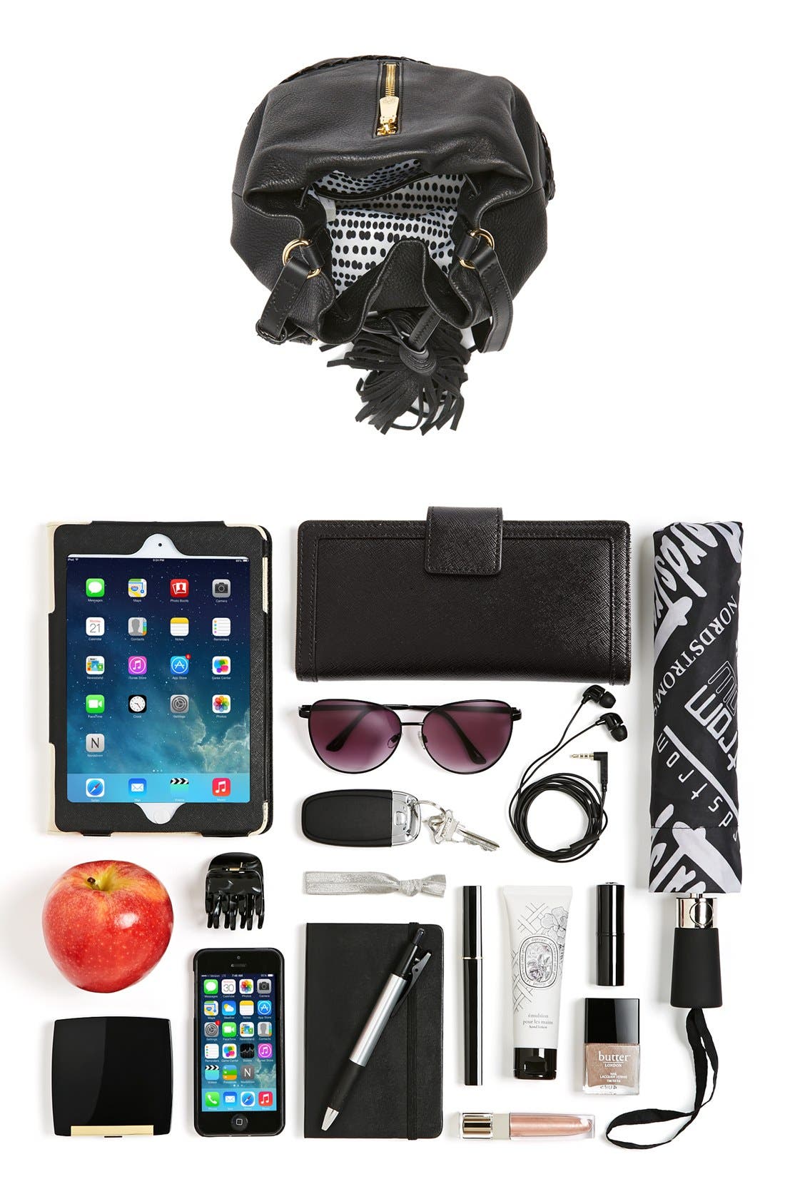 'Leigh' Leather Crossbody Bag, Alternate, color, BLACK