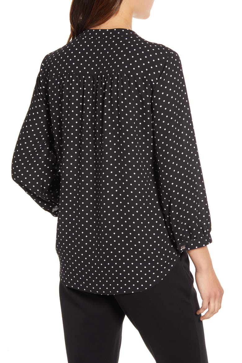 Polka Dot V-Neck Top, Alternate, color, RICH BLACK