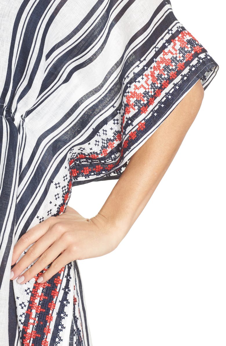 Tory Burch Ravena Stripe Beach Caftan, Alternate, color, 