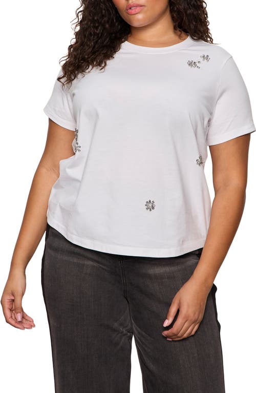 Sanctuary Floral Crystal Embellished Organic Cotton T-shirt In White