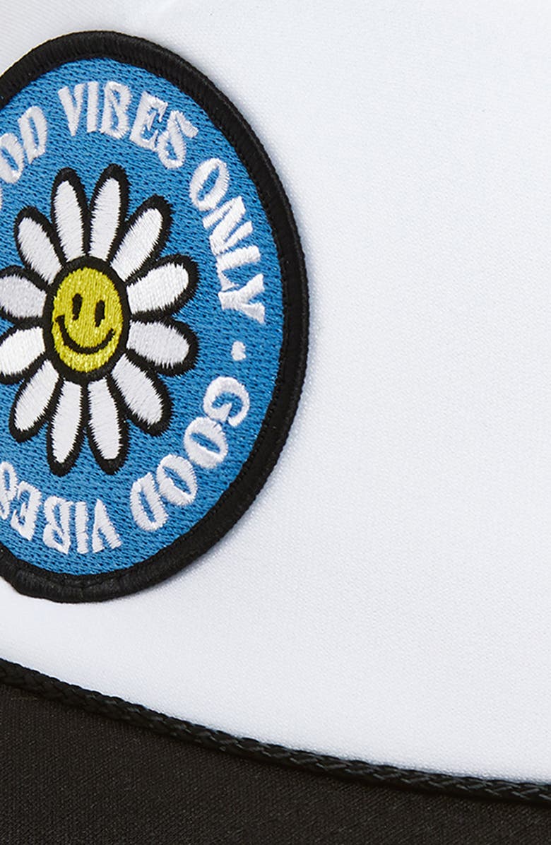 Local Beach Good Vibes Only II Patch Trucker Hat, Alternate, color, Black/ White