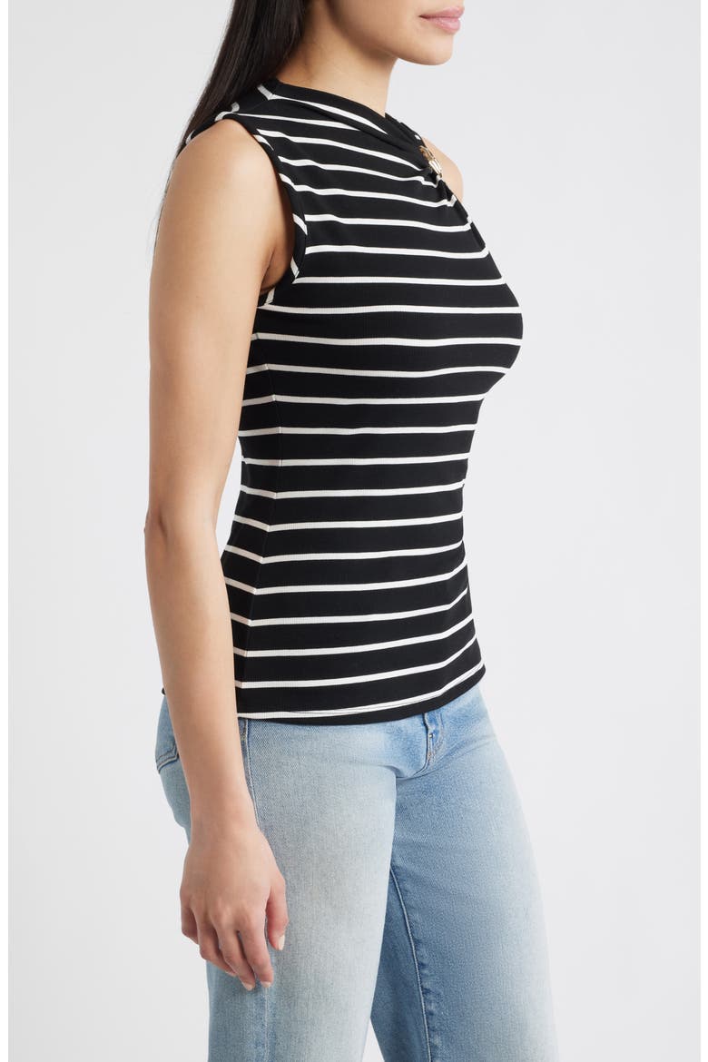 Stripe Side Twist Rib Top, Alternate, color, BLACK/ IVORY