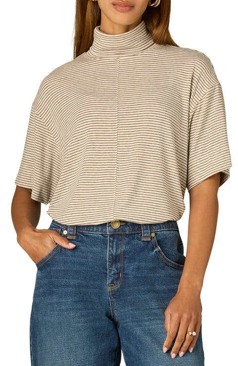 Elbow Sleeved Turtleneck Boxy Top
