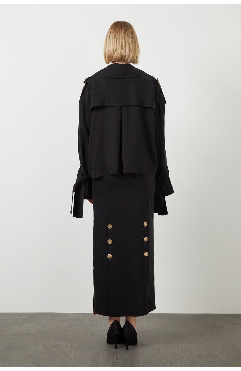 Gizia Tie-Sleeve Detail Black Jacket, Alternate, color, Black