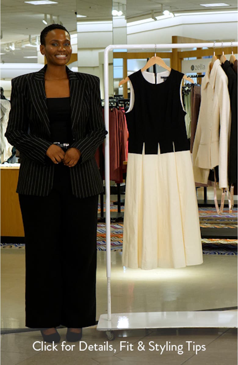 Two-Tone Drop Waist Stretch Cotton Midi Dress, sales video thumbnail