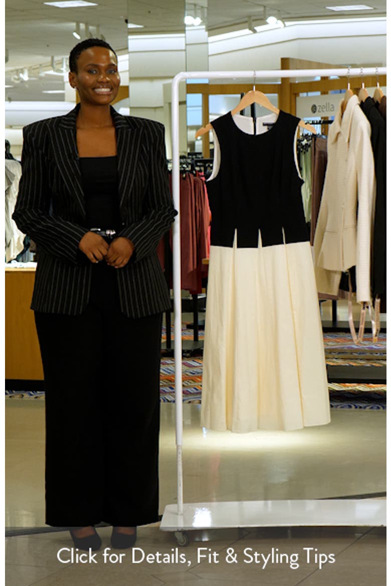 Two-Tone Drop Waist Stretch Cotton Midi Dress video
