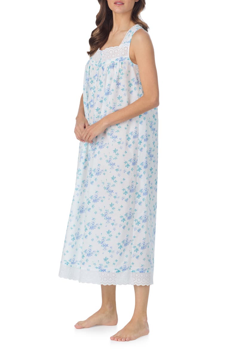 Sleeveless Cotton Ballet Nightgown, Alternate, color, WHITE/ FLORAL