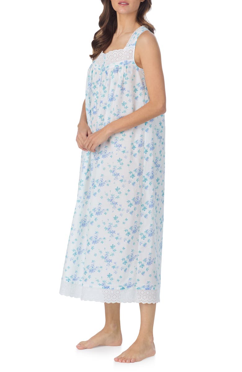 Eileen West Sleeveless Cotton Ballet Nightgown, Alternate, color, White/ Floral