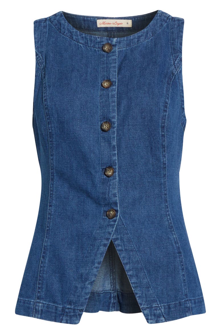 Charlie Denim Cutaway Vest, Alternate, color, MEDIUM WASH