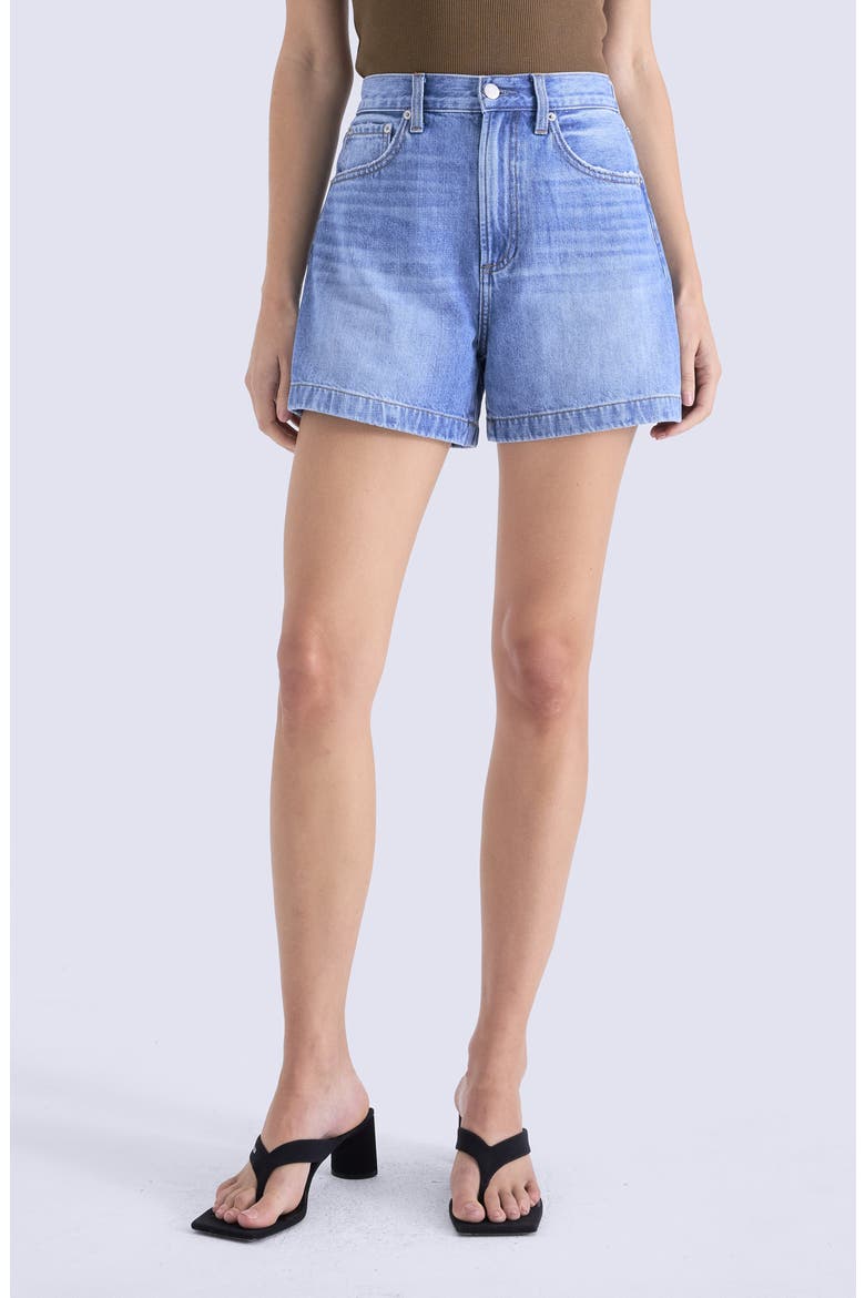 Saige High Waist Denim Shorts, Main, color, SAIL AWAY