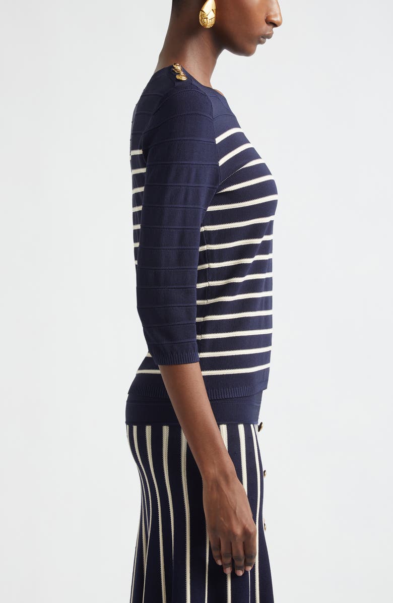 Zimmermann Kindred Spirit Luna Stripe Sweater, Alternate, color, Navy/ Cream