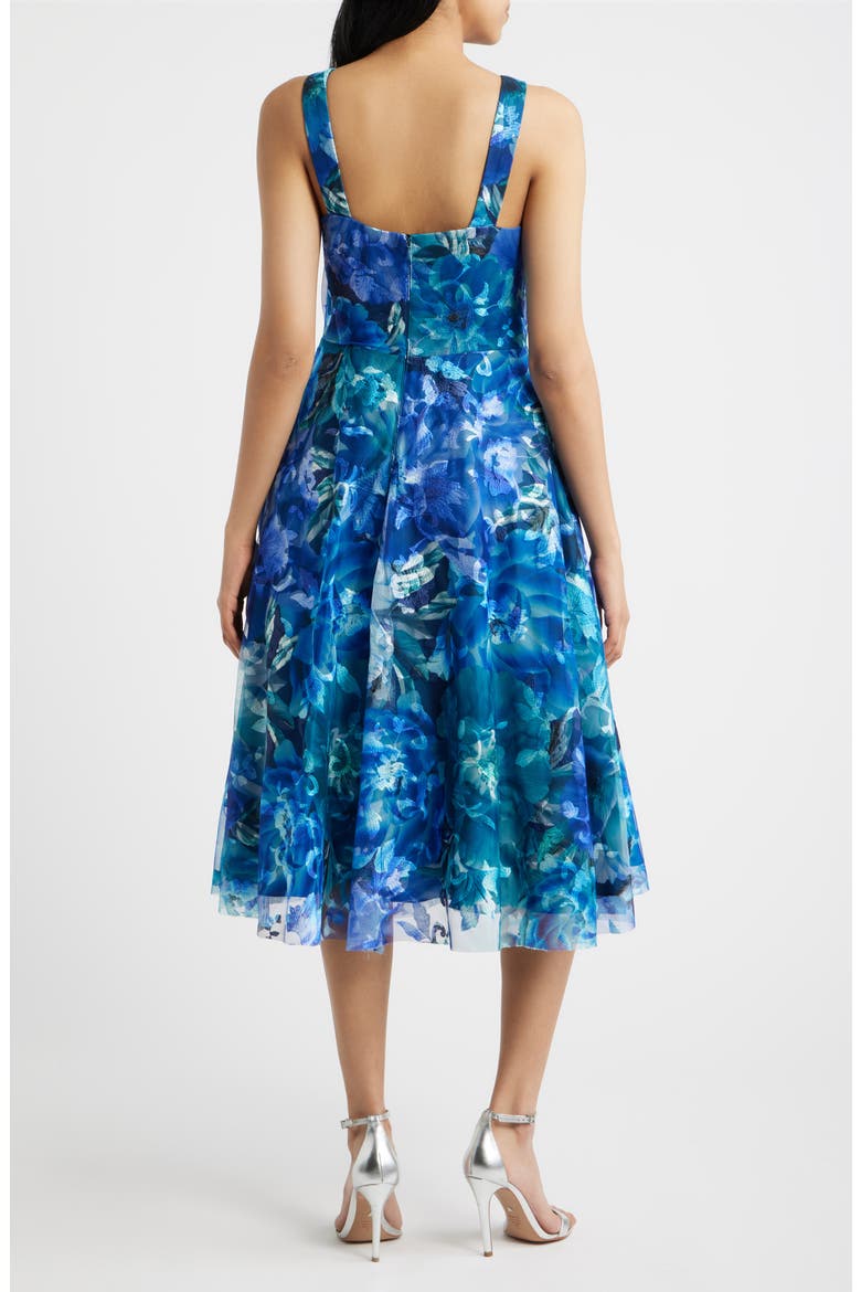 Embroidered Sleeveless Fit & Flare Cocktail Dress, Alternate, color, TEAL