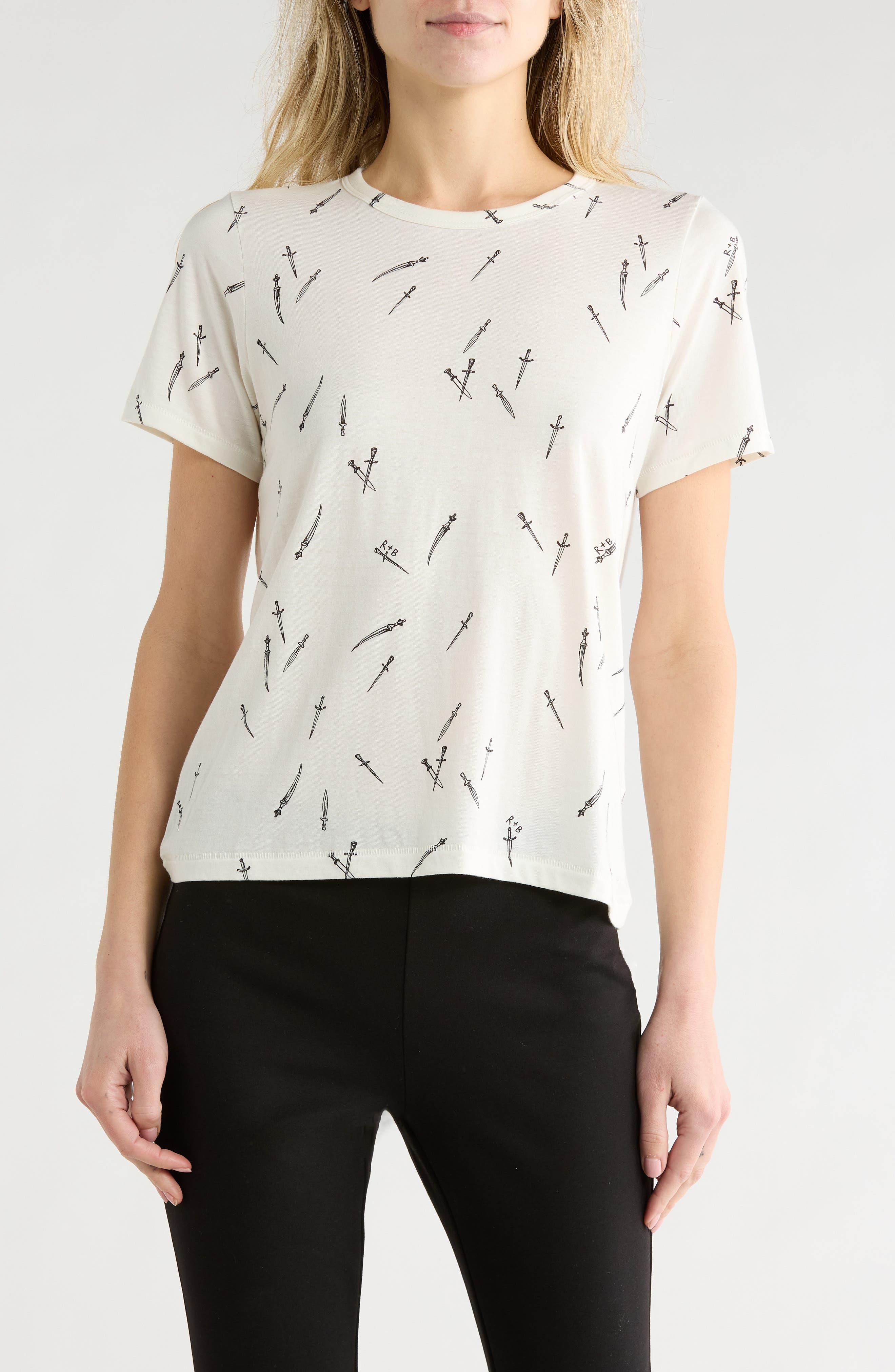 rag & bone Dagger Print Cotton Blend T-Shirt