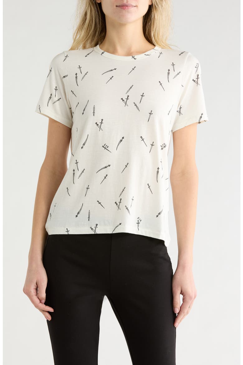 Dagger Print Cotton Blend T-Shirt, Main, color, WHITE MULTI