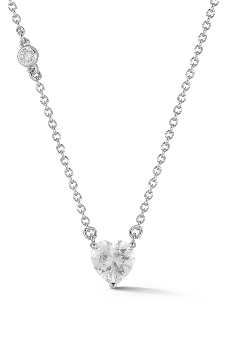 Heart Cut Cubic Zirconia Pendant Necklace, Main, color, SILVER