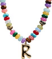 BaubleBar Semi Precious Bubble Initial Pendant Necklace