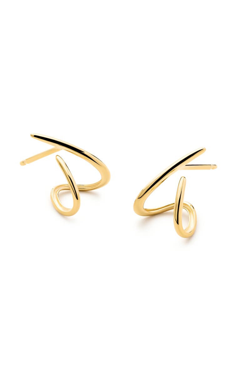 Solid Yellow Gold - Aurora Huggie Studs, Alternate, color, Gold