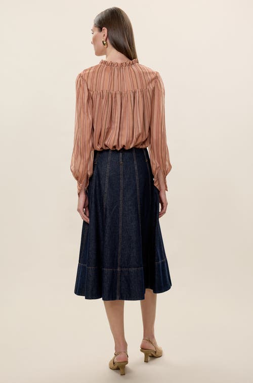 Rebecca Taylor Celeste Stripe Blouse In Brown