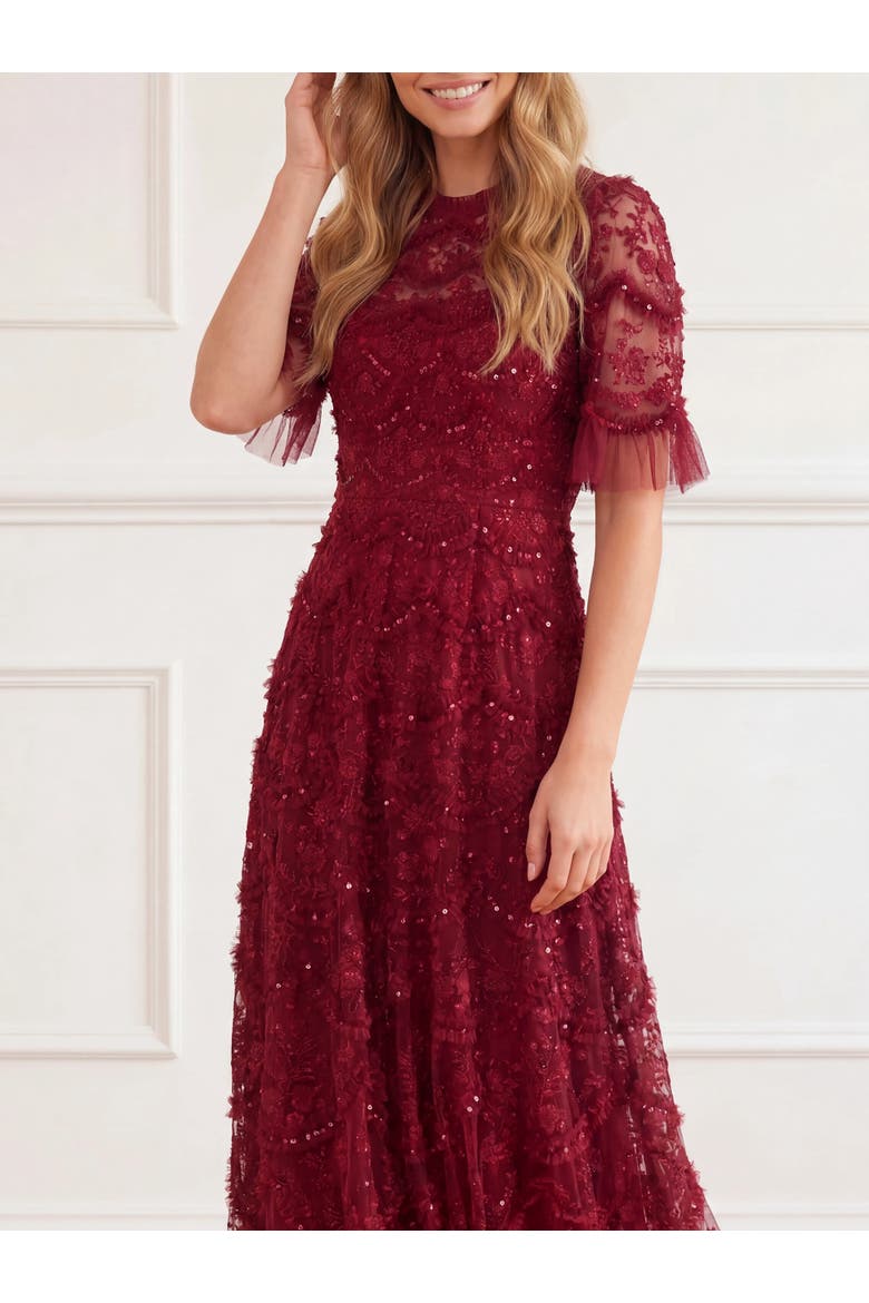 Lily Bloom Embroidered Dress, Alternate, color, Garnet