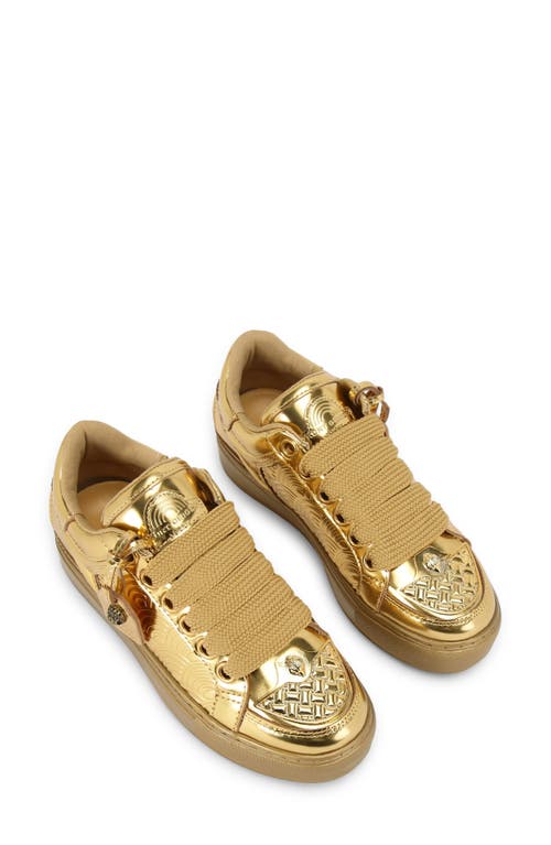Kurt Geiger Leather Southbank Tag Sneakers In Gold