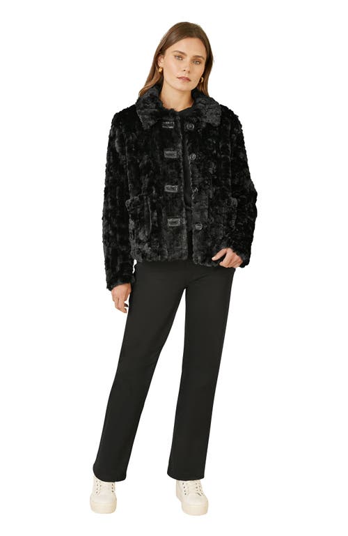 Yumi Textured Faux Fur Jacket In Black