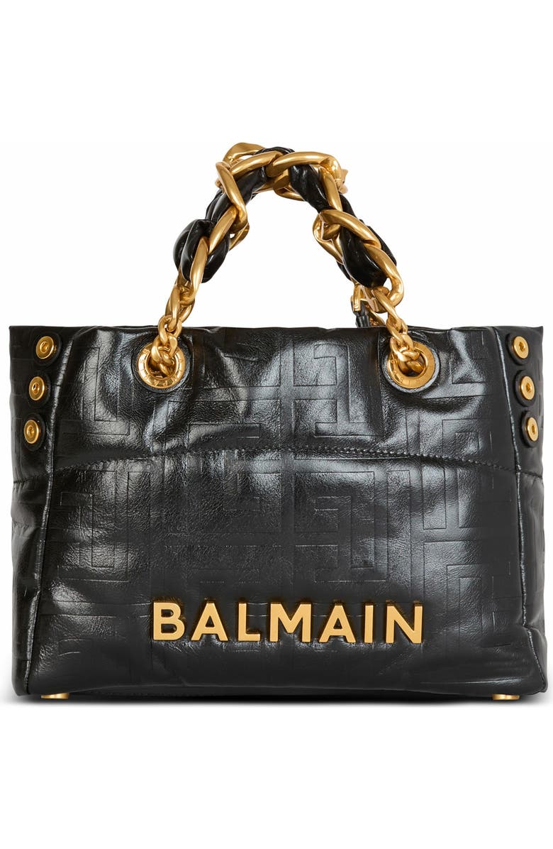 Balmain Small 1945 Soft Tote Bag In Crackled Calfskin, Main, color,