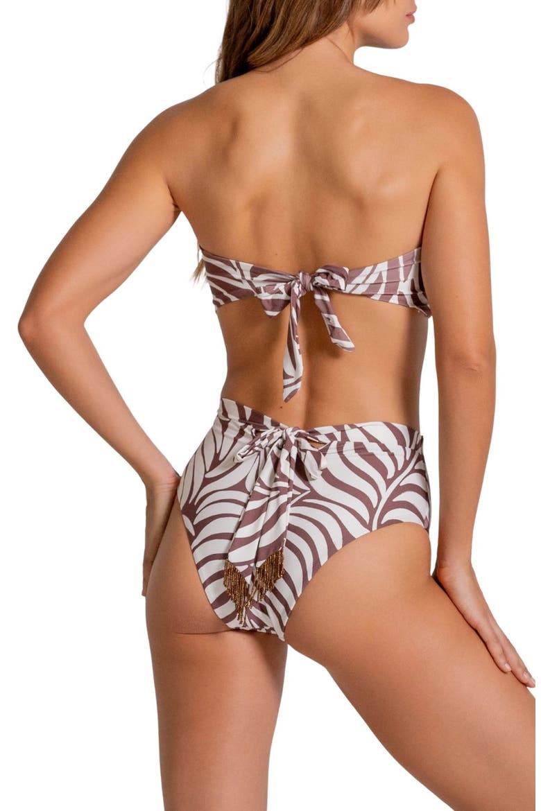 Bead Trimmed Bandeau Bikini Top, Alternate, color, VANILLA CUSTARD