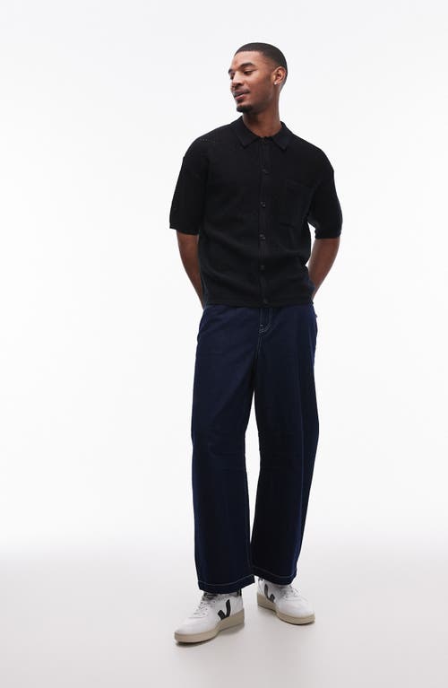 Shop Topman Open Knit Button-up Shirt