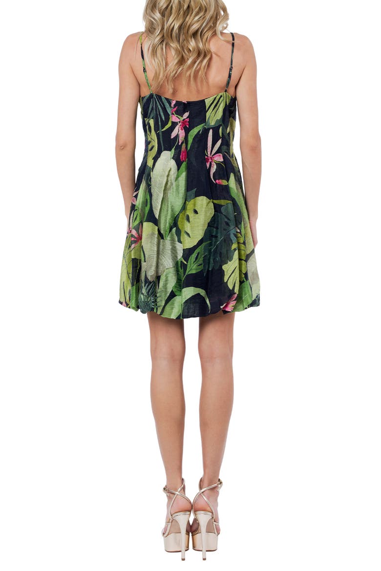 Nola Tropical Print Bubble Hem Minidress, Alternate, color, BLACK MULTI