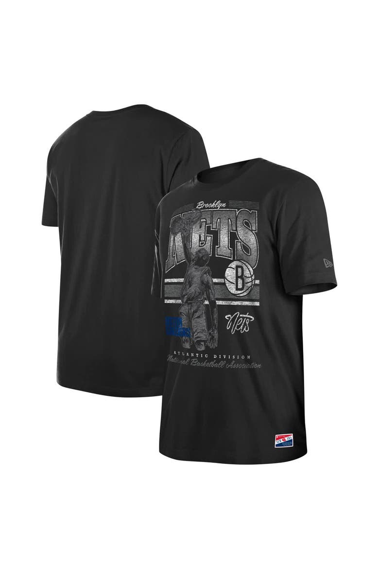 Men's New Era Black Brooklyn Nets Enzyme Wash Oversized T-Shirt, Main, color, Black