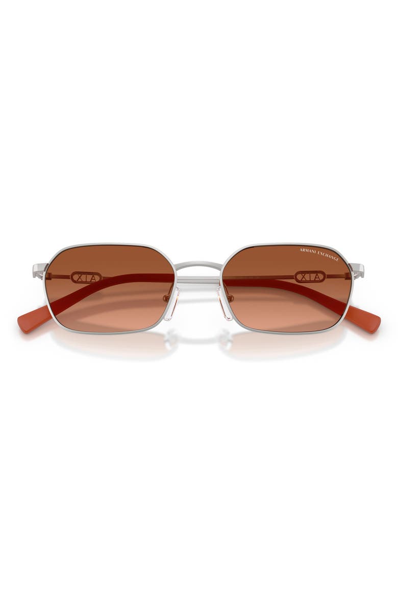 AX Armani Exchange 54mm Irregular Sunglasses, Alternate, color, Matte Silver / Orange Brown